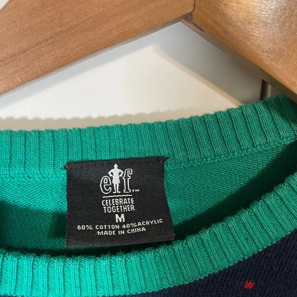 Elf Celebrate Together Sweater Mens Medium Green Santa I Know Him Ugly Christmas